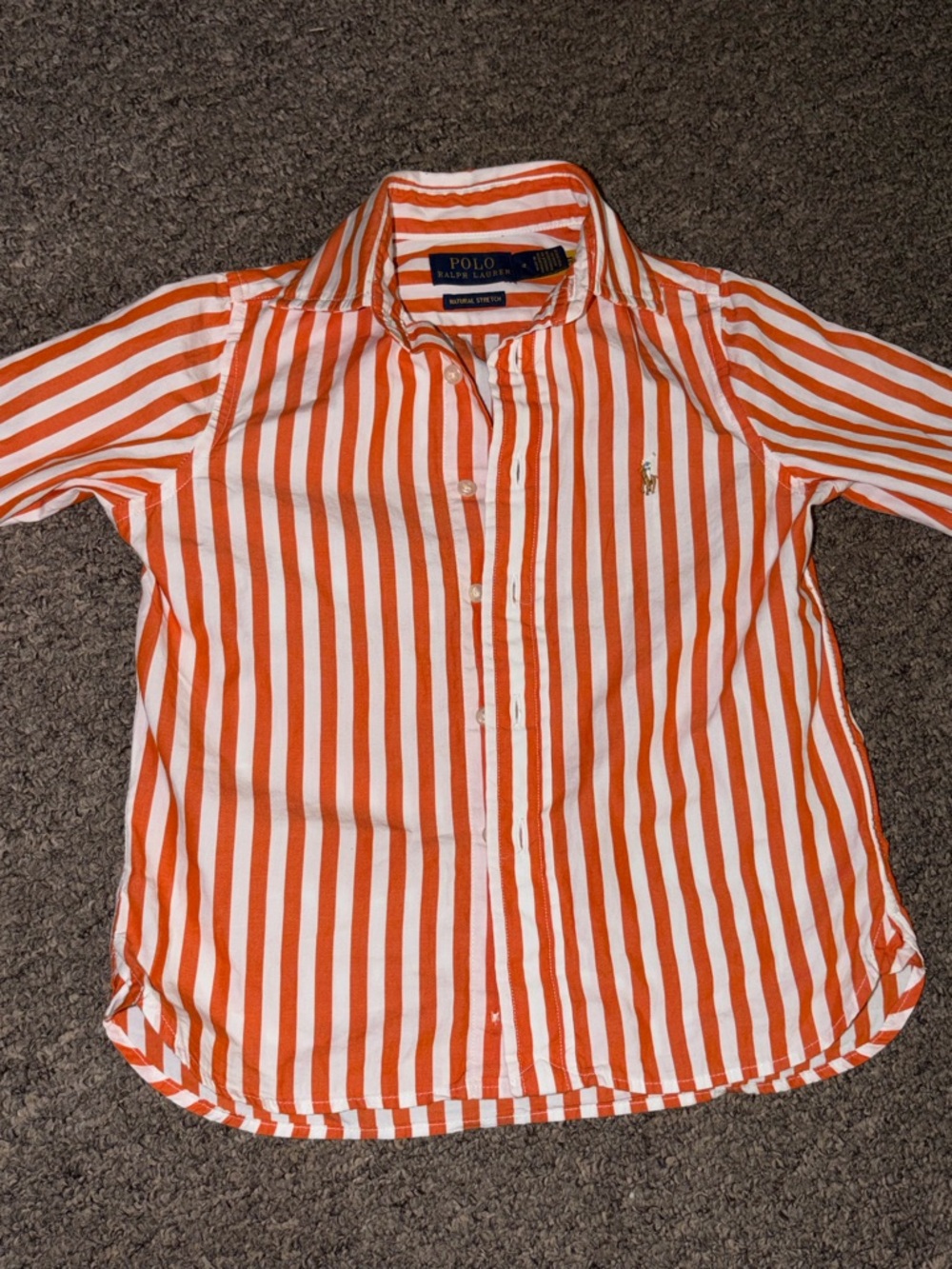 Ralph Lauren Orange & White Striped Button-Down Shirt